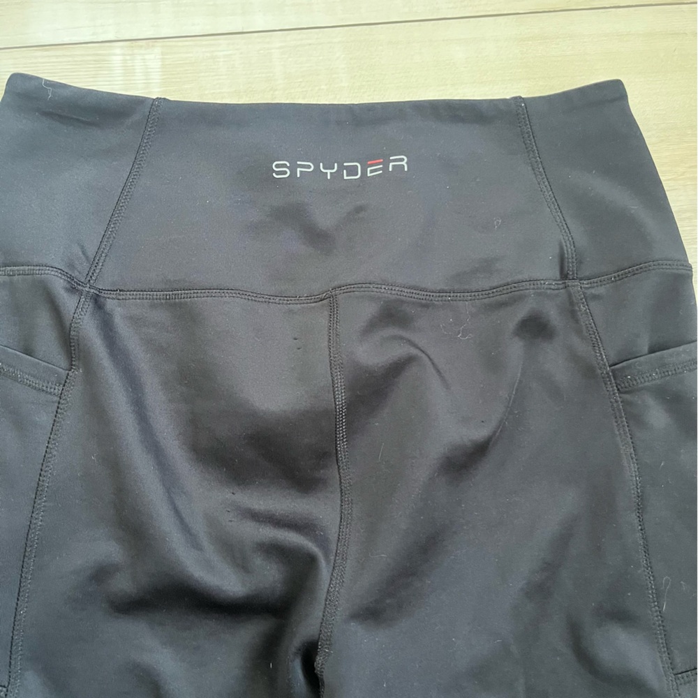 Spyder Black Activewear Leggings w/ fleece lining and pockets size Large 32-32” - Picture 4 of 5